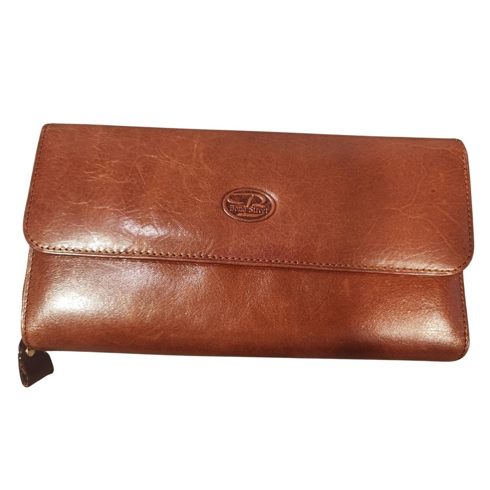 Vintage Bond Street Original Wallet Womens Leather Trifold Checkbook Full Grain‎
